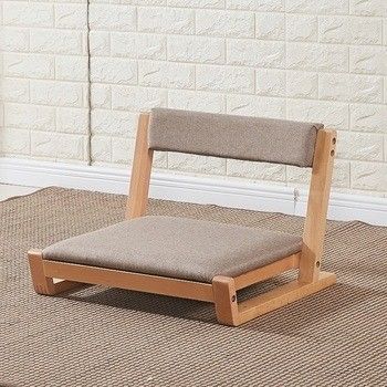 Silla de suelo japonés de Tatami de madera maciza con respaldo confortable
