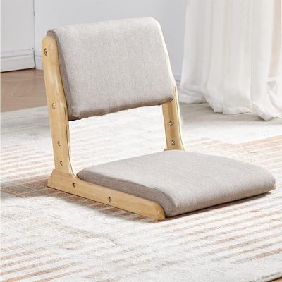 Embalaje de correos Y silla de ocio estilo japonés Tatami madera sin piernas piso silla de té con respaldo