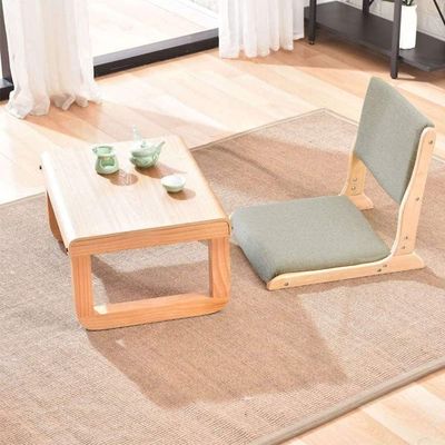 Embalaje de correos Y silla de ocio estilo japonés Tatami madera sin piernas piso silla de té con respaldo