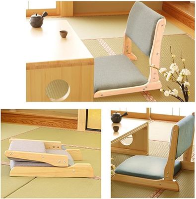 Embalaje de correos Y silla de ocio estilo japonés Tatami madera sin piernas piso silla de té con respaldo