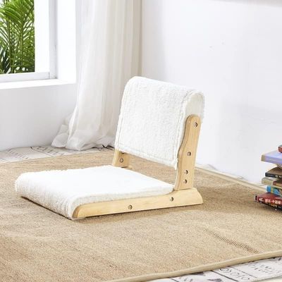 Embalaje de correos Y silla de ocio estilo japonés Tatami madera sin piernas piso silla de té con respaldo