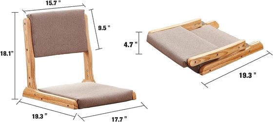 Embalaje de correos Y silla de ocio estilo japonés Tatami madera sin piernas piso silla de té con respaldo