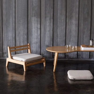Inicio Muebles japonés Tatami Madera Silla de té sin piernas con respaldo trasero OEM/ODM Sí