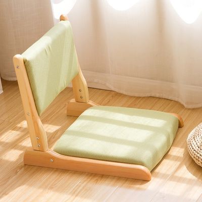 Silla de sala de estar de estilo moderno japonés Tatami madera sin piernas silla de té con respaldo de fondo silla de suelo de madera sólida