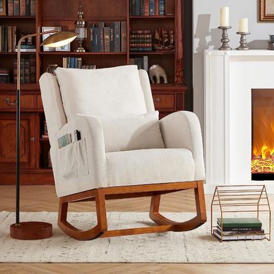 Tejido nórdico Minimalista Cafetería Silla de salón de madera Accent Sillones de ocio Sillón de brazos Muebles de oficina para el hogar Sofá único Silla