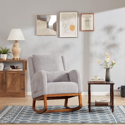Tejido nórdico Minimalista Cafetería Silla de salón de madera Accent Sillones de ocio Sillón de brazos Muebles de oficina para el hogar Sofá único Silla