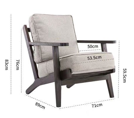 Silla de madera sólida tapizada de tela Nitrolacquer Finish Silla de descanso para el salón