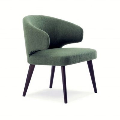 OEM Sí Sala de comedor Piernas de madera Silla de terciopelo Asiento de asiento único Respaldo de ala sillas de comedor para muebles de restaurante de lujo