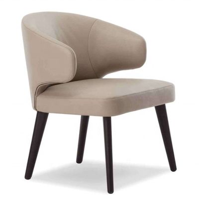 OEM Sí Sala de comedor Piernas de madera Silla de terciopelo Asiento de asiento único Respaldo de ala sillas de comedor para muebles de restaurante de lujo