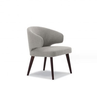 OEM Sí Sala de comedor Piernas de madera Silla de terciopelo Asiento de asiento único Respaldo de ala sillas de comedor para muebles de restaurante de lujo