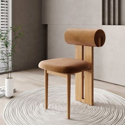 NC/PU acabado de pintura estilo de madera sólida tela de terciopelo blanco silla de comedor tapizada sillas de comedor de café nórdico