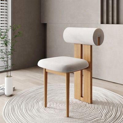 NC/PU acabado de pintura estilo de madera sólida tela de terciopelo blanco silla de comedor tapizada sillas de comedor de café nórdico