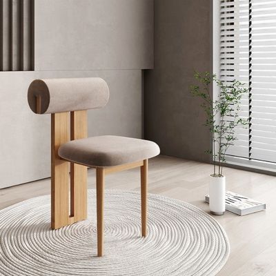NC/PU acabado de pintura estilo de madera sólida tela de terciopelo blanco silla de comedor tapizada sillas de comedor de café nórdico