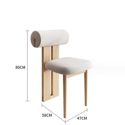 NC/PU acabado de pintura estilo de madera sólida tela de terciopelo blanco silla de comedor tapizada sillas de comedor de café nórdico
