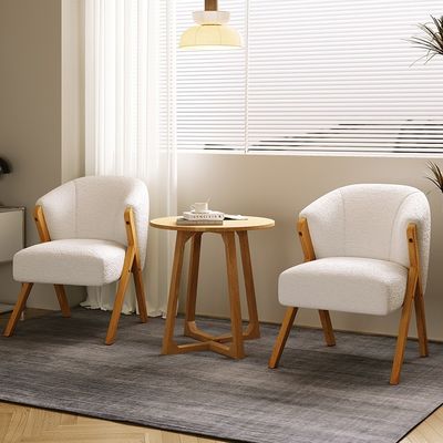 Silla de madera nórdica moderna Marco de madera sólida de ceniza resistente para diseño hotelero Sillones de sofá de madera de lana de cordero de terciopelo