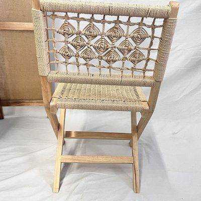 Silla de salón nórdica clásica de cuerda tejida con diseños personalizados de madera maciza