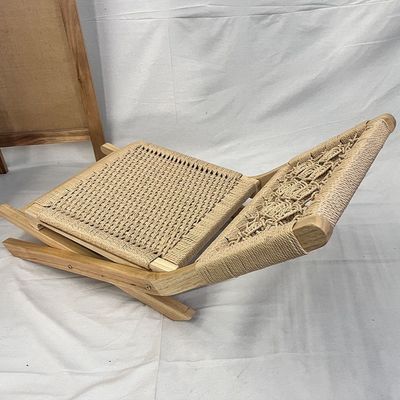 Silla de salón nórdica clásica de cuerda tejida con diseños personalizados de madera maciza