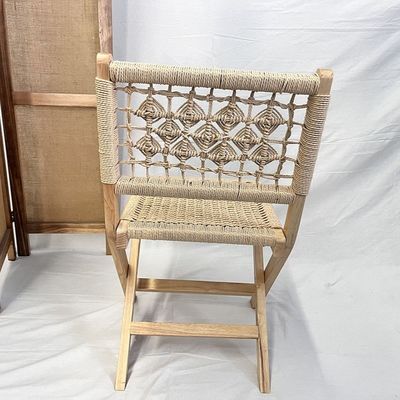 Silla de salón nórdica clásica de cuerda tejida con diseños personalizados de madera maciza