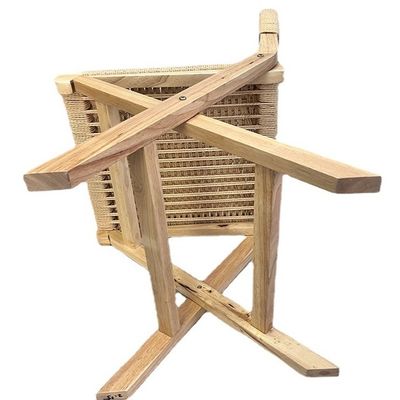 Silla de salón nórdica clásica de cuerda tejida con diseños personalizados de madera maciza