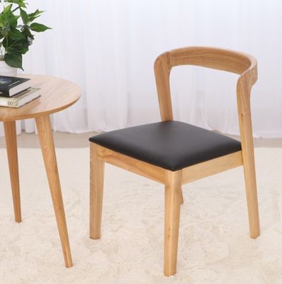 Moderno de diseño nórdico de madera maciza de cuero de PU silla de comedor con acabado de nitrolaca y embalaje de correo