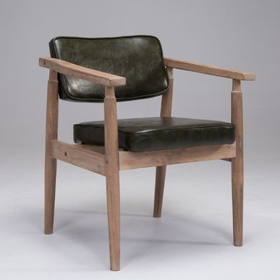 Muebles de comedor modernos europeos de madera maciza sillas de cuero PU de color de madera natural para el comedor de muestra