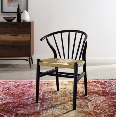 Silla de restaurante de madera maciza tejida con cordón de diseño nórdico Muebles de comedor modernos europeos para asientos de restaurante