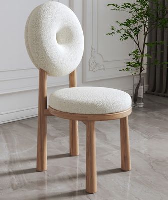 Habitación y hotel asiento blando silla de comedor de lana de cordero de madera W47*D48*H79CM con diseño moderno