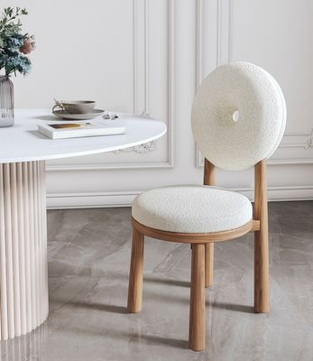 Habitación y hotel asiento blando silla de comedor de lana de cordero de madera W47*D48*H79CM con diseño moderno