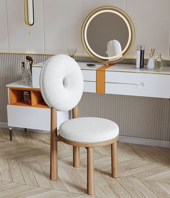 Habitación y hotel asiento blando silla de comedor de lana de cordero de madera W47*D48*H79CM con diseño moderno