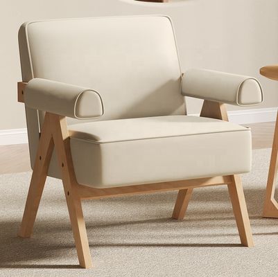 Muebles de salón contemporáneos Moderno marco de madera sólida Tejido de cuero Sofá de madera opcional W70*D70*H80CM