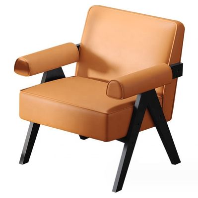 Muebles de salón contemporáneos Moderno marco de madera sólida Tejido de cuero Sofá de madera opcional W70*D70*H80CM