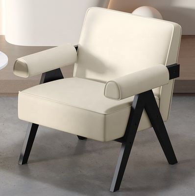 Muebles de salón contemporáneos Moderno marco de madera sólida Tejido de cuero Sofá de madera opcional W70*D70*H80CM