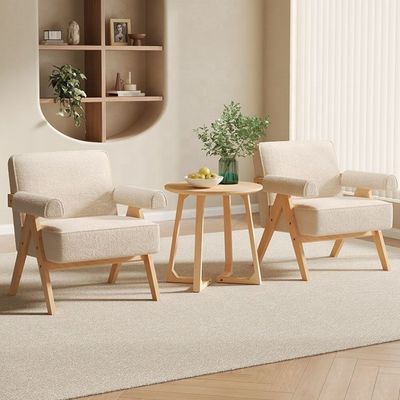 Muebles de salón contemporáneos Moderno marco de madera sólida Tejido de cuero Sofá de madera opcional W70*D70*H80CM
