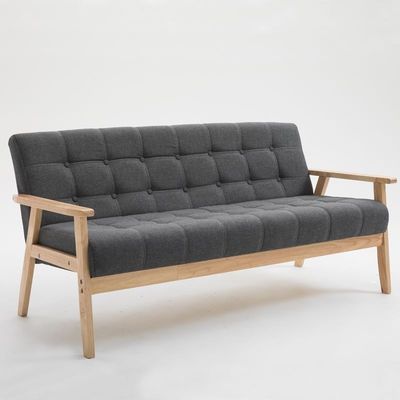 Silla de asiento suave para el salón del apartamento y el hotel de madera sólida de tejido de madera sofá silla de madera con diseño moderno