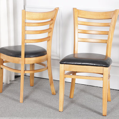 Sillones de comedor de madera natural sin brazos de color marrón/nojo W39*D42*H75CM para hoteles y restaurantes de estilo nórdico