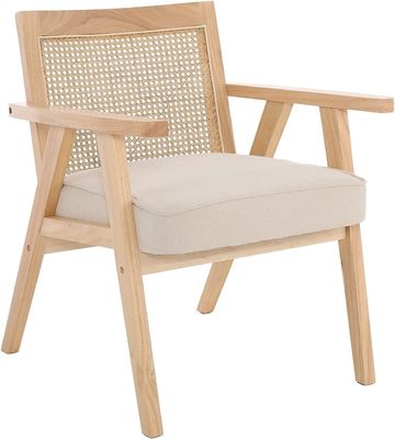 Sillones de madera para el salón y el hotel diseño moderno asiento blando silla de comedor de madera maciza de ratán