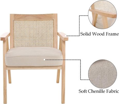 Sillones de madera para el salón y el hotel diseño moderno asiento blando silla de comedor de madera maciza de ratán