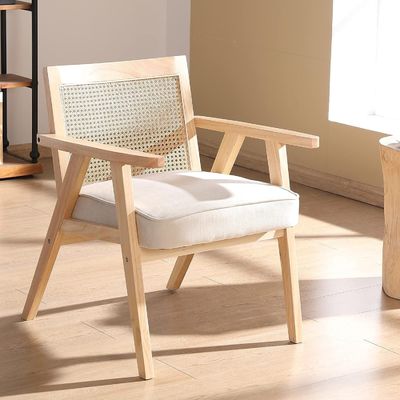 Sillones de madera para el salón y el hotel diseño moderno asiento blando silla de comedor de madera maciza de ratán