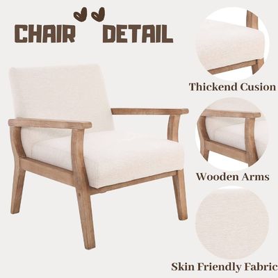 Sala de estar y hotel Sofá de madera sólida silla de madera W69 * D76 * H79CM con asiento blando diseño moderno asiento único