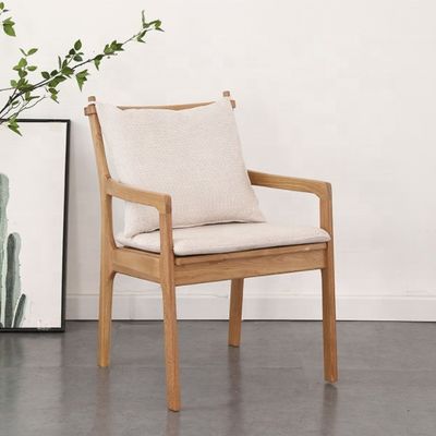 Restaurante moderno Hotel Tejido Tapicado Silla de comedor de reposabrazos de madera con construcción de madera sólida