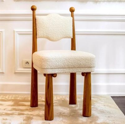 Diseño francés nórdico Moderno Madera maciza de un asiento de lana de cordero Sala de comedor sillas de madera
