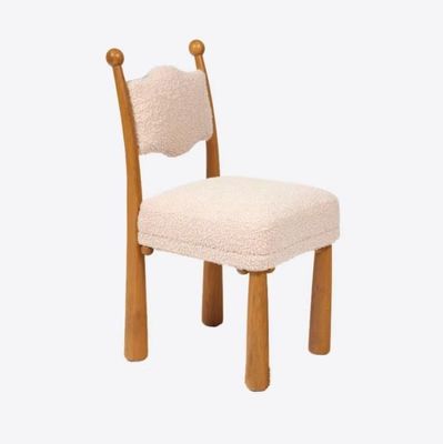 Diseño francés nórdico Moderno Madera maciza de un asiento de lana de cordero Sala de comedor sillas de madera