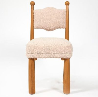 Diseño francés nórdico Moderno Madera maciza de un asiento de lana de cordero Sala de comedor sillas de madera