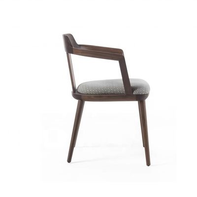 Silla de comedor de cantina interior en madera maciza con cojín de asiento y sillón de diseño moderno de color nuez