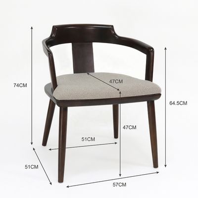 Silla de comedor de cantina interior en madera maciza con cojín de asiento y sillón de diseño moderno de color nuez