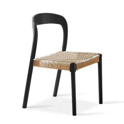 Silla de oficina con silla de comedor de estilo tradicional con asiento tejido de cuerda y madera sólida