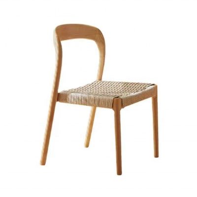 Silla de oficina con silla de comedor de estilo tradicional con asiento tejido de cuerda y madera sólida