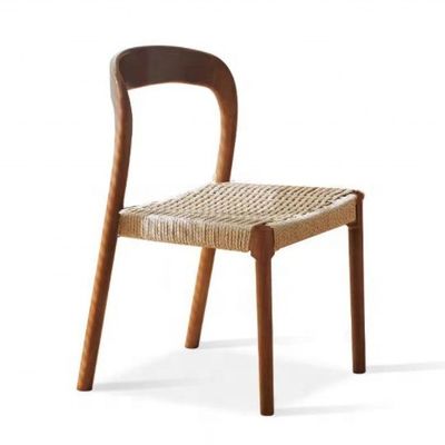 Silla de oficina con silla de comedor de estilo tradicional con asiento tejido de cuerda y madera sólida