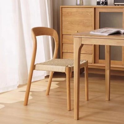Silla de oficina con silla de comedor de estilo tradicional con asiento tejido de cuerda y madera sólida