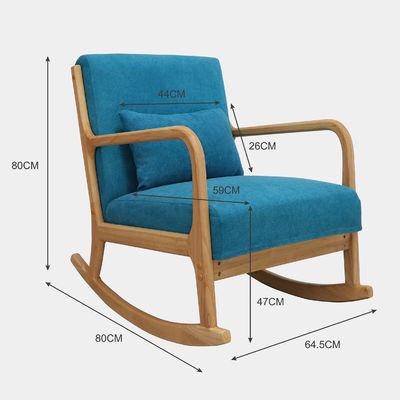 Marco de madera sólida de mediados de siglo moderno de tela de terciopelo Sofá mecedor silla para estilo de diseño de sala de estar de lujo